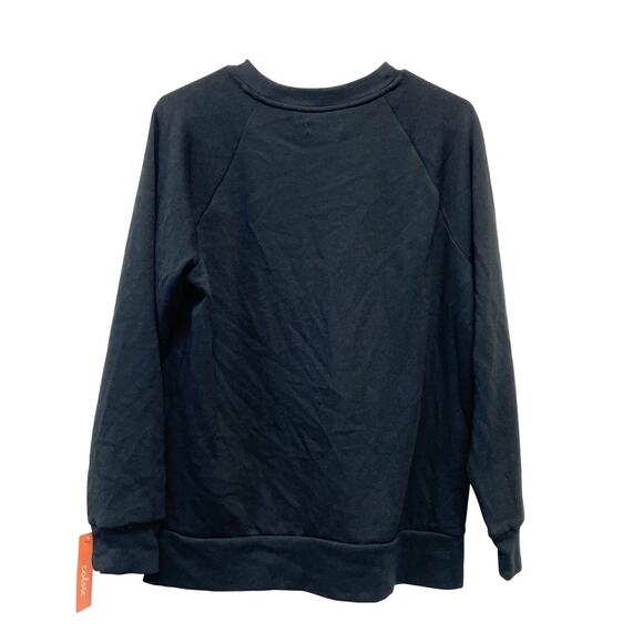 Colsie Women's Fleece Sweatshirt Black Crew Neck Pullover Raglan Long Sleeve XS - Picture 3 of 6